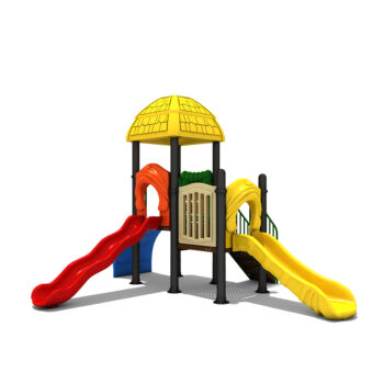 Playground Con Toboganes, Juegos Y Escaladora